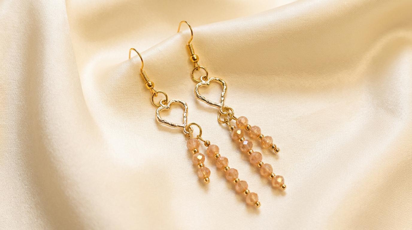 Gold and Champagne coloured Austrian Crystal drop earrings original design