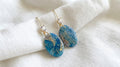 Opal-Inspired Blue & Gold Fleck Polymer Clay Earrings – Gold-Filled Zircon Hooks, Handmade