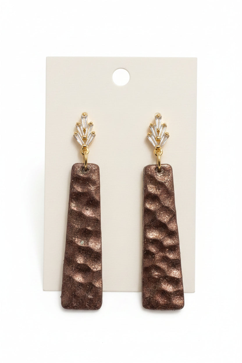 Bronze Luxe Crystal Bar Earrings