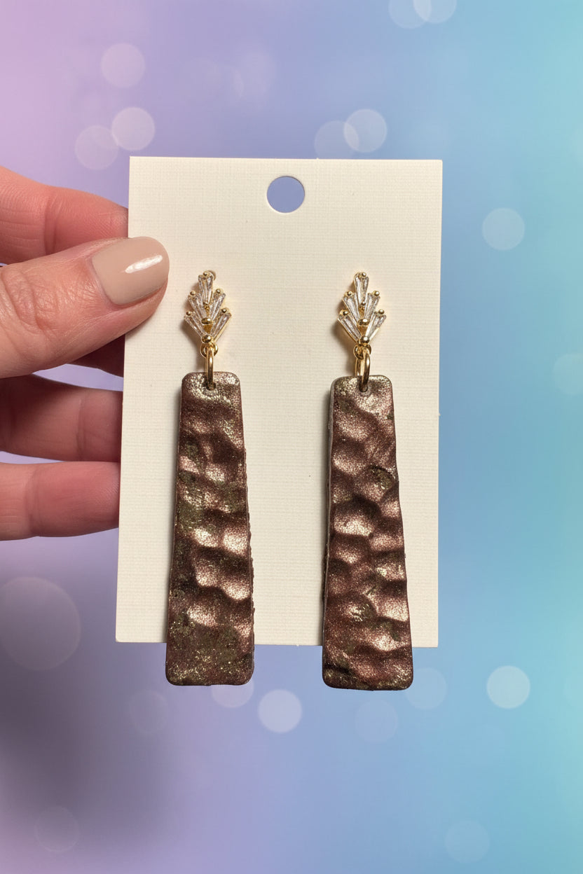 Bronze Luxe Crystal Bar Earrings