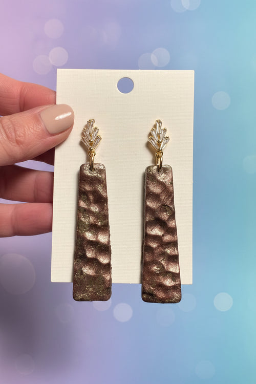 Bronze Luxe Crystal Bar Earrings