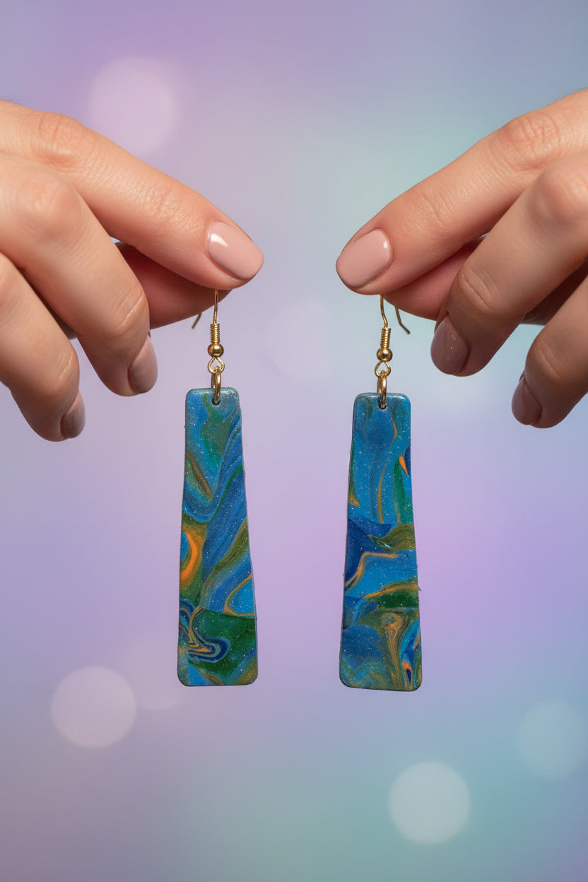 Ocean Garden Slim Drop Earrings