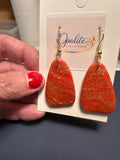 Crimson Sparkle Gold Drop Earrings
