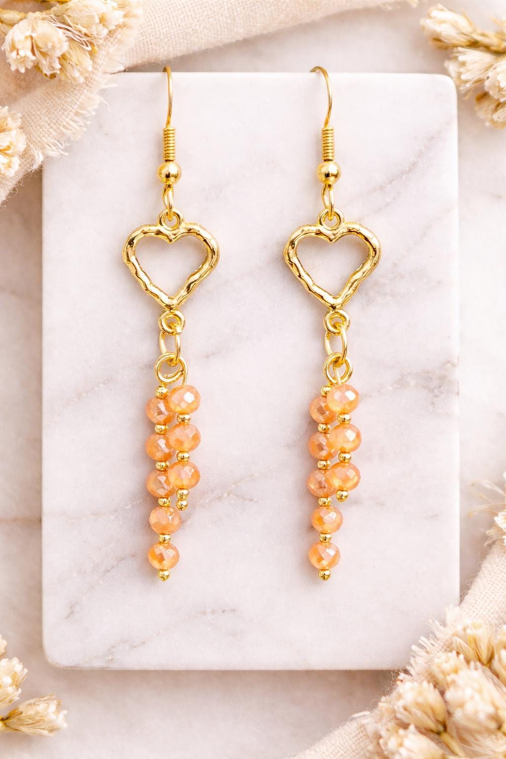Gold and Champagne coloured Austrian Crystal drop earrings original design