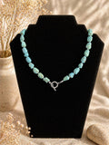 Turquoise Nugget Necklace, Natural Stone & Silver Toggle Clasp (Handmade, 43–45cm)