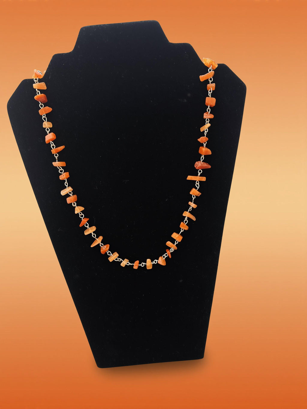 Red Aventurine Crystal Necklace, Orange Quartz Pendant (Handcrafted, 55mm)