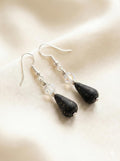 Black Teardrop Dangle Earrings – Silver Crystal Elegant Jewelry
