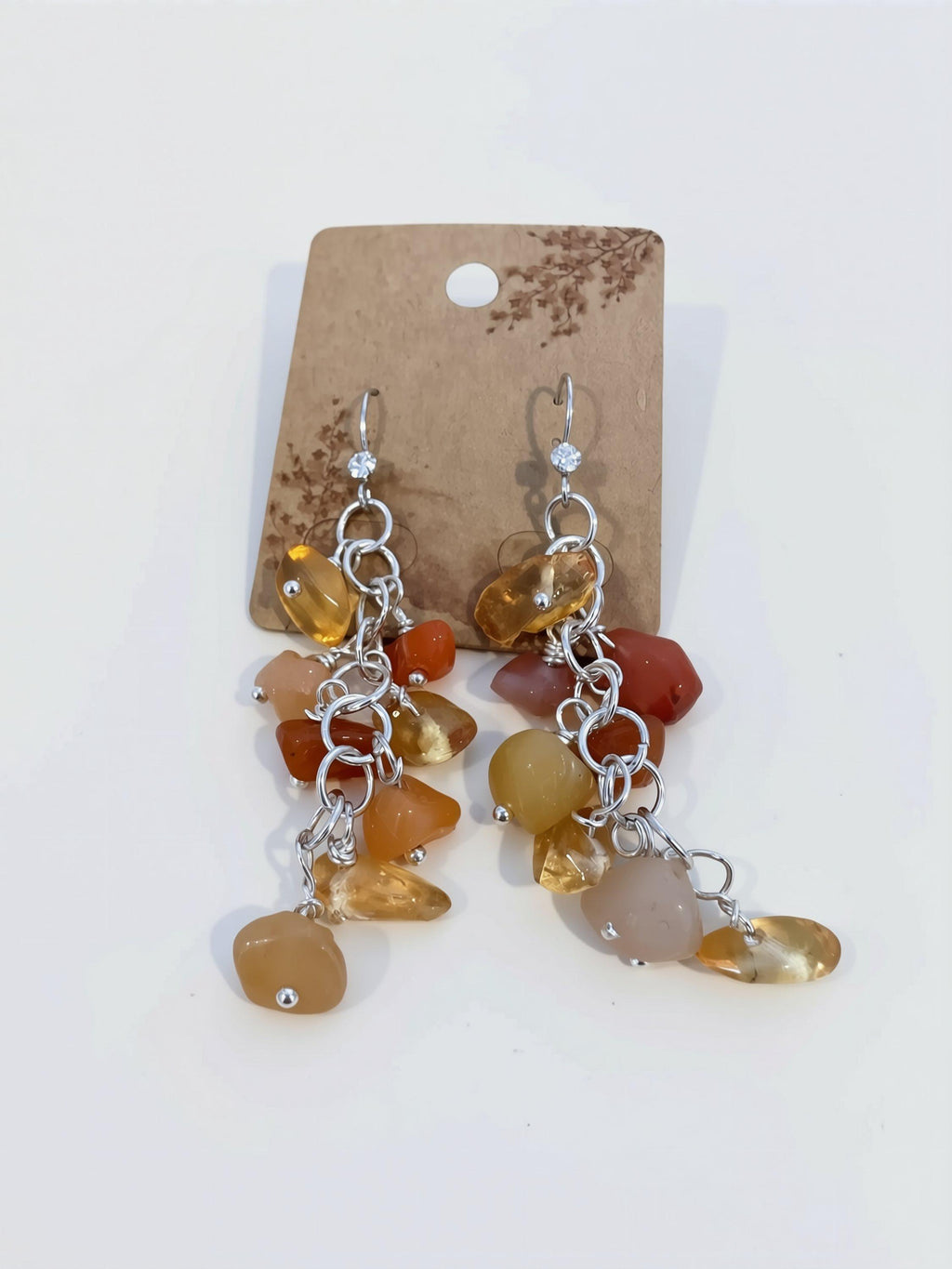 Citrine Drop Earrings, Natural Stone & Silver Plated Hooks (Handmade in Australia)