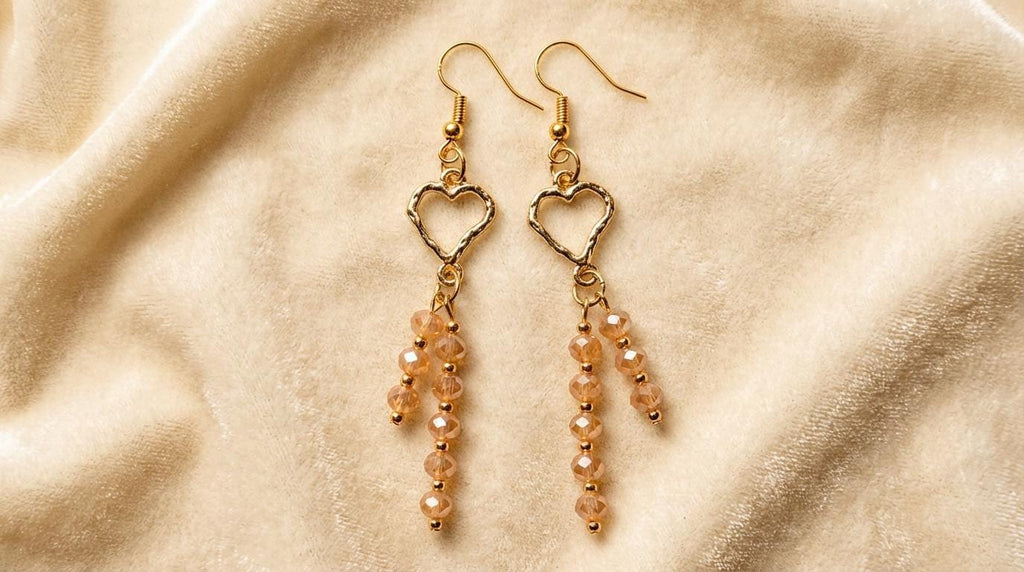 Gold and Champagne coloured Austrian Crystal drop earrings original design