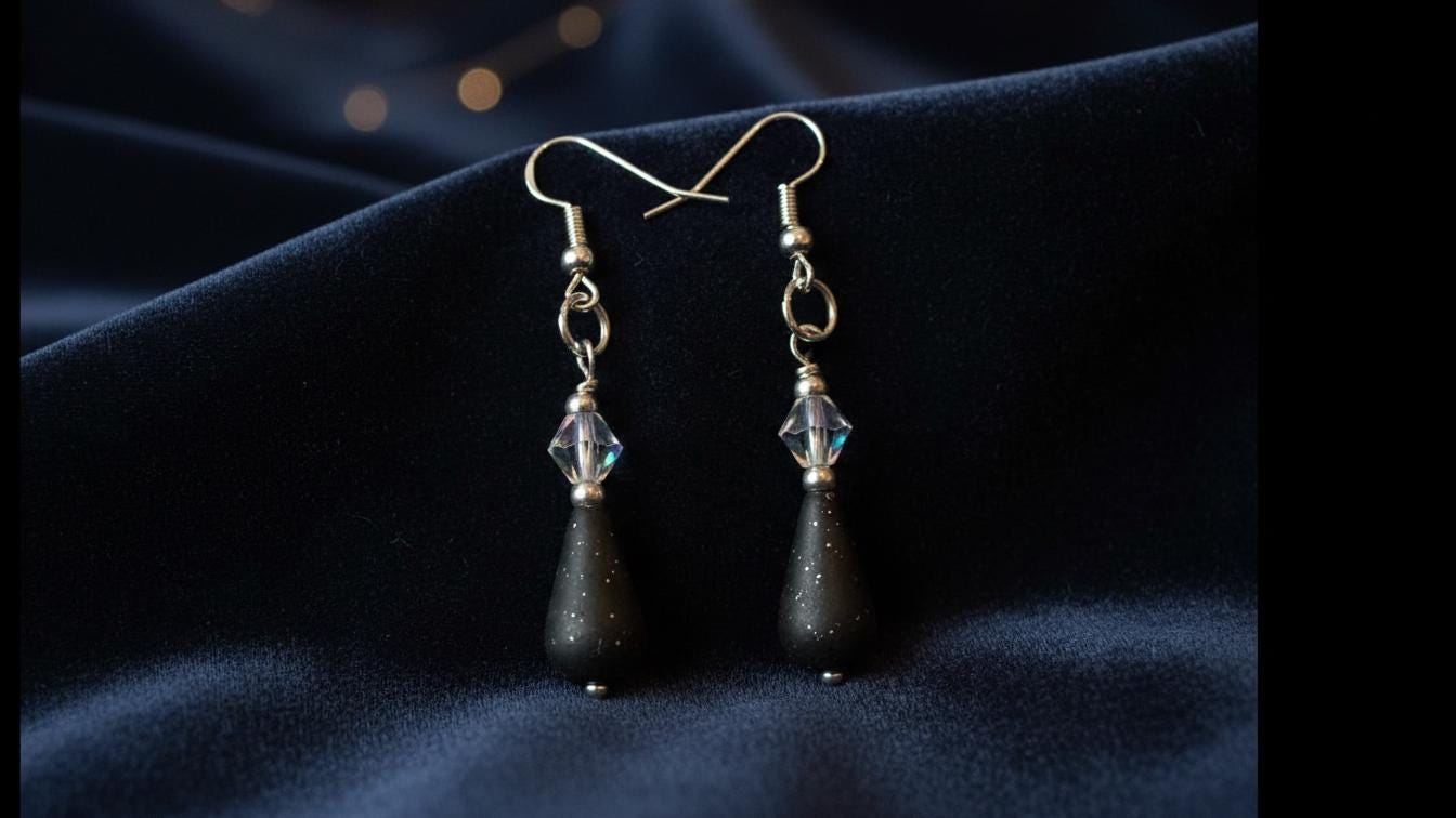 Black Teardrop Dangle Earrings – Silver Crystal Elegant Jewelry