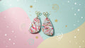 Colourful Marbled Teardrop Polymer Clay Earrings – Gold-Filled Studs, Handmade