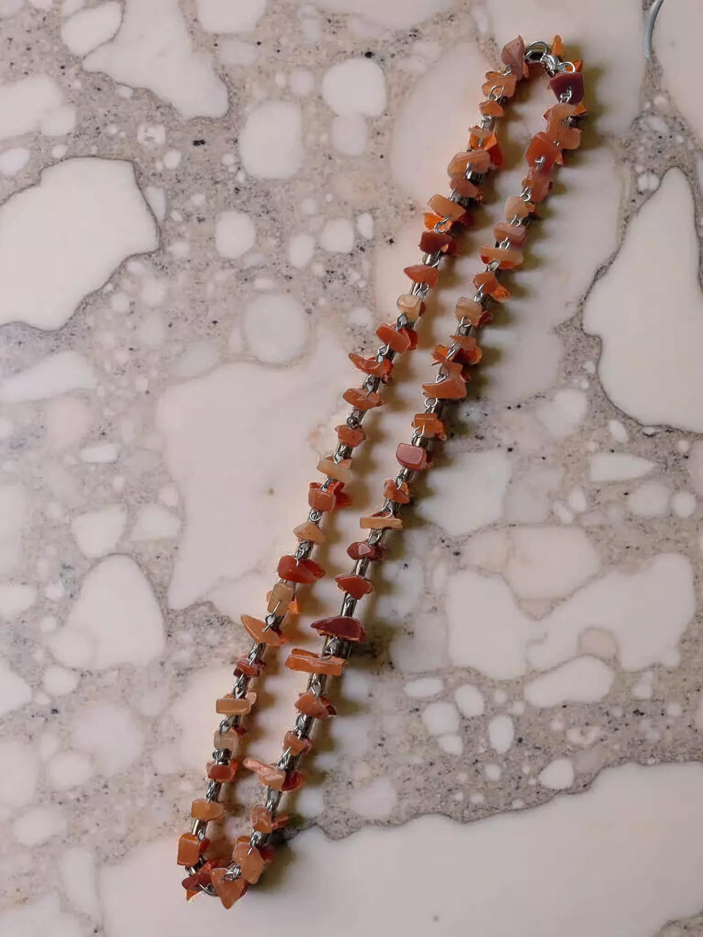 Red Aventurine Crystal Necklace, Orange Quartz Pendant (Handcrafted, 55mm)