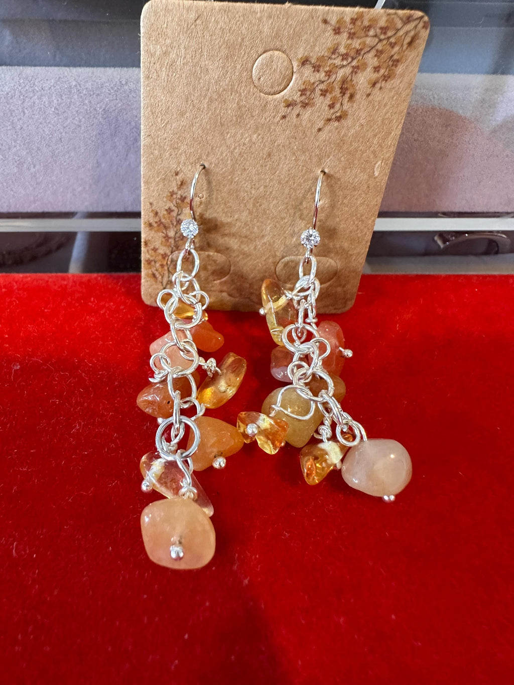 Citrine Drop Earrings, Natural Stone & Silver Plated Hooks (Handmade in Australia)