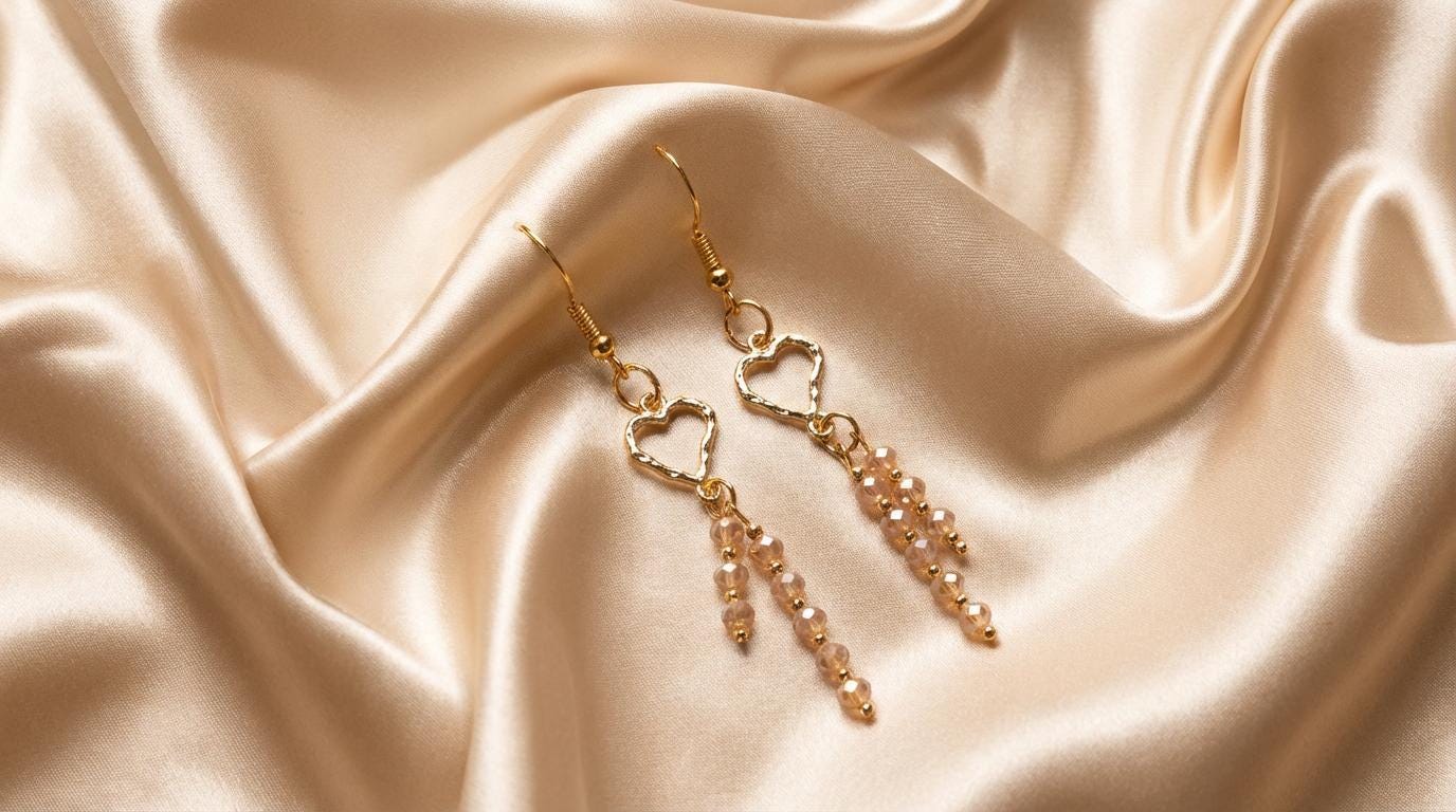 Gold and Champagne coloured Austrian Crystal drop earrings original design