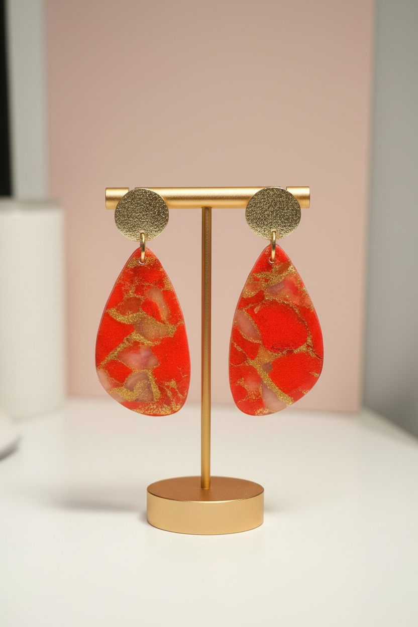 Red & Gold Earrings on Hanger