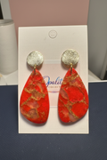 Red & Gold Teardrop Earrings